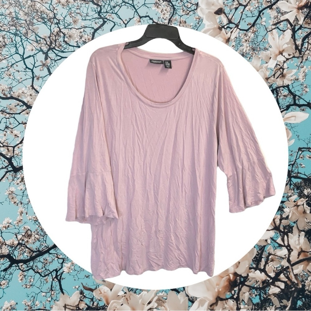 Jones & Co. Rose Mauve Pink 3/4 Sleeves Tshirt Women Size 2X
